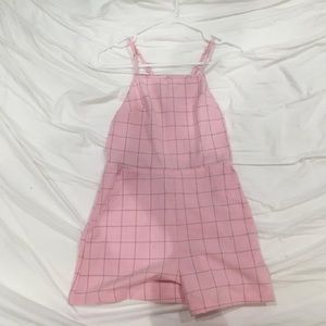 American Apparel pink grid romper Size L
